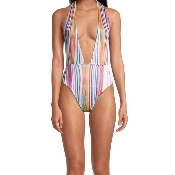 NWT Missoni Striped Halterneck OnePiece 40 (4) Small Rainbow Crochet Bikini Mare - Picture 4 of 16